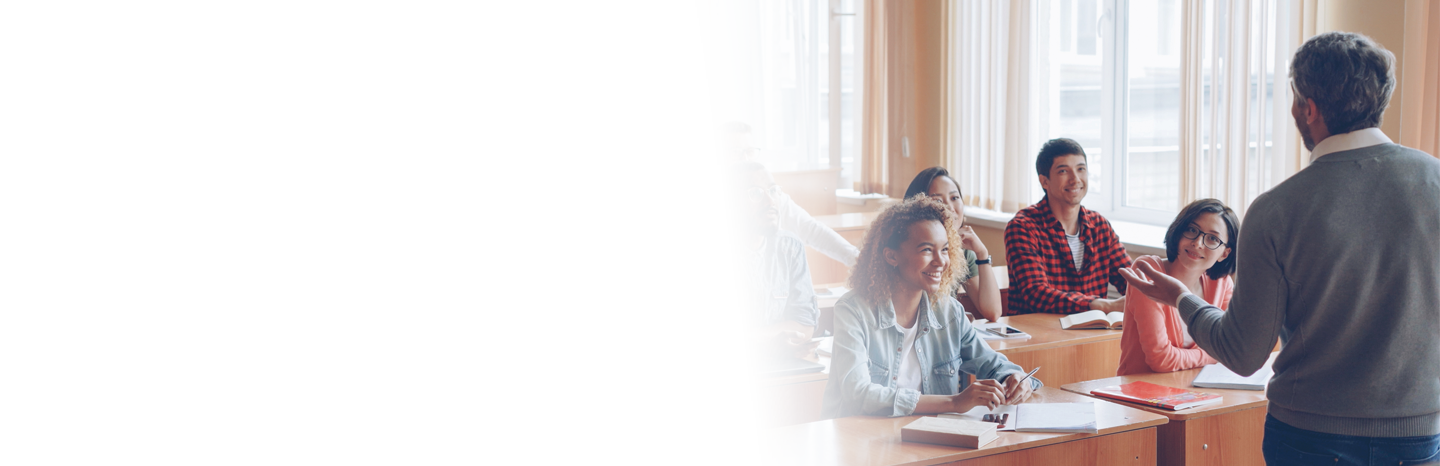 Professor teaching a class to college students